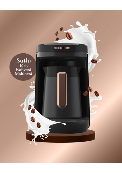 Sütlü Türk Kahvesi Makinesi, Şık Siyah-Bakır Tasarım, Kolay Kullanım