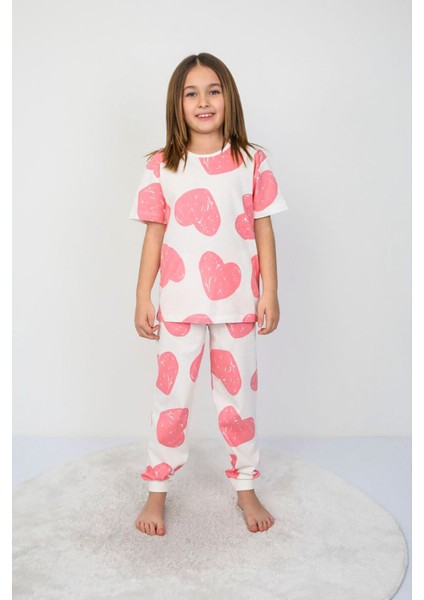 Desenli Kız Çocuk Kısa Kollu Pijama Takımı modelleri