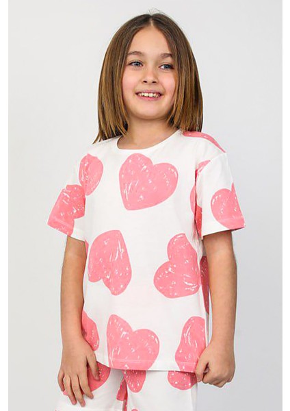Desenli Kız Çocuk Kısa Kollu Pijama Takımı fırsatları