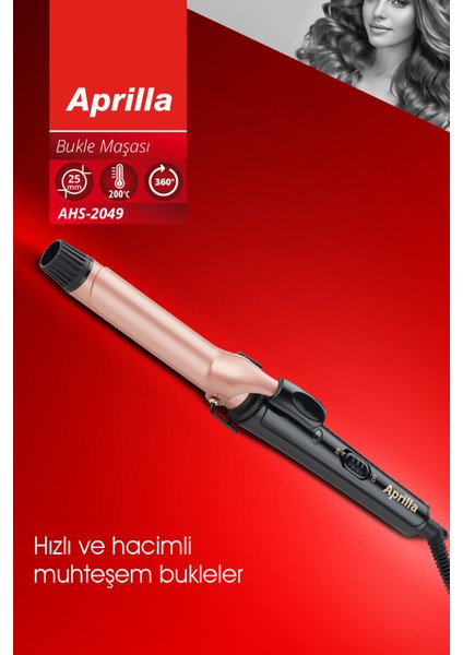 Profesyonel Seramik Saç Maşası 25MM, Siyah, Kaliteli ve Güçlü Bahar Mekanizması