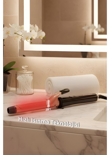 Profesyonel Seramik Saç Maşası 25MM, Siyah, Kaliteli ve Güçlü Bahar Mekanizması modelleri