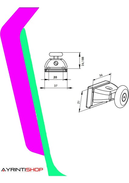 Ayrıntıshop Artemis Duşakabin Cam Kapı Nöstar Tekerleri Rulman Tekerleği 1 Adet