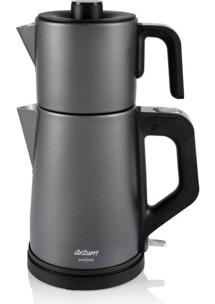 Füme Renkli 1 Lt Demlikli 1800W Çay Makinesi, Şık ve Kullanışlı Tasarım