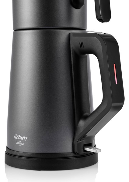 Füme Renkli 1 Lt Demlikli 1800W Çay Makinesi, Şık ve Kullanışlı Tasarım