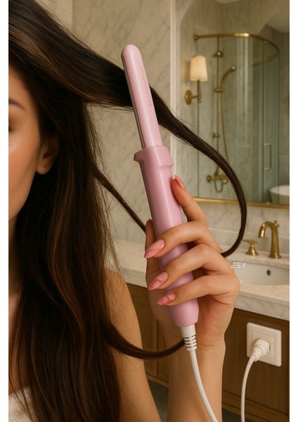 Pembe Taşınabilir Seyahat Saç Maşası, Kompakt ve Şık Tasarım