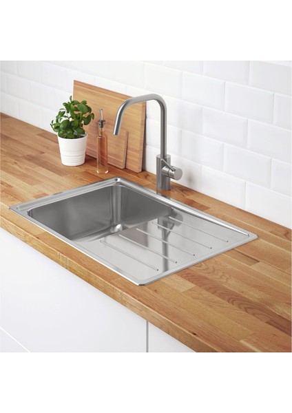 Tek Gözlü Damlalıklı Eviye, Paslanmaz Çelik, 69X47 cm fiyatları