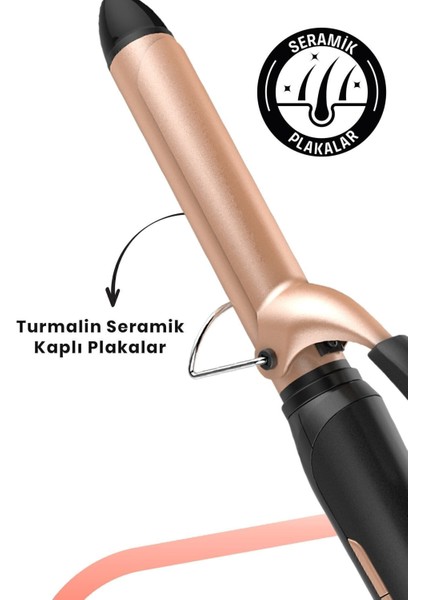 Renkli Turmalin Seramik Saç Maşası, 360° Dönebilen Kablo ile Şekillendirme Keyfi fiyatları