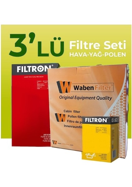 Renault Captur 1.5 Dizel Filtre Bakım Seti (2013-2019) 3 Lü