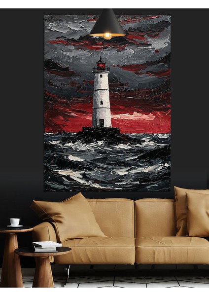 Fırtınalı Deniz Feneri Dekoratif Kanvas - Mdf Ahşap Tablo modelleri