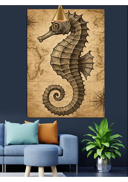 Antik Denizatı Çizimi Dekoratif Kanvas - Mdf Ahşap Tablo