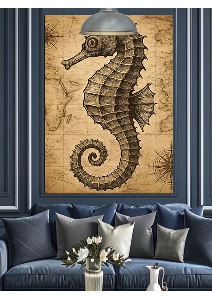 Antik Denizatı Çizimi Dekoratif Kanvas - Mdf Ahşap Tablo fırsatları