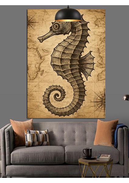Antik Denizatı Çizimi Dekoratif Kanvas - Mdf Ahşap Tablo indirimleri