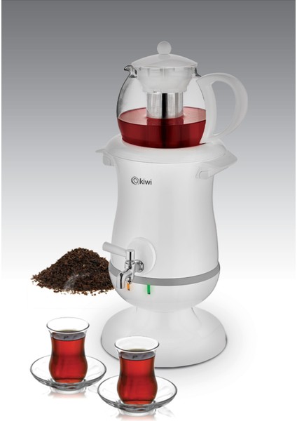 2,5 Lt Cam Demlikli Elektrikli Semaver ve Çay Makinesi Beyaz