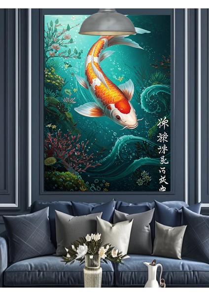 Turuncu Japon Balığı Dekoratif Kanvas - Mdf Ahşap Tablo fiyatları