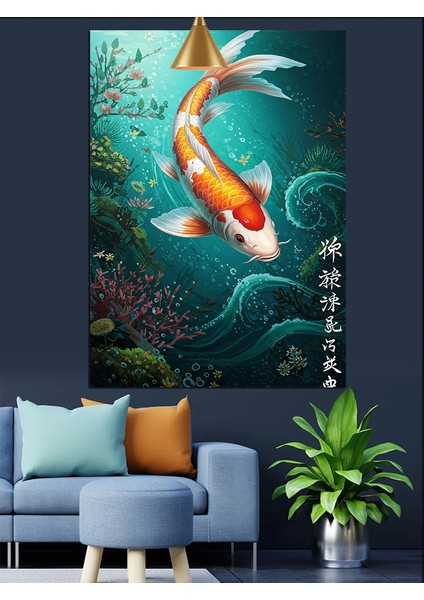 Turuncu Japon Balığı Dekoratif Kanvas - Mdf Ahşap Tablo fırsatları