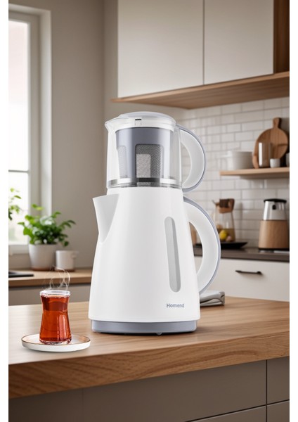 Beyaz Plastik Çay Makinesi 1755H, Hızlı ve Pratik Çay Demleme Aracı