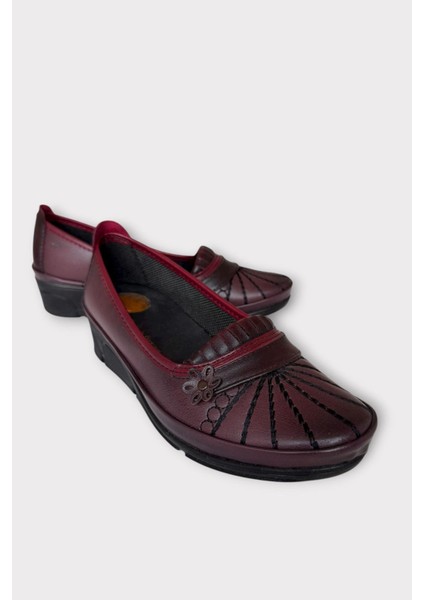 Kadın Ortopedik Babet Ayakkabı Hafif Kaydırmaz Taban Bordo fiyatları