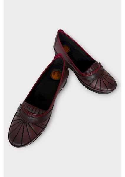 Kadın Ortopedik Babet Ayakkabı Hafif Kaydırmaz Taban Bordo fırsatları