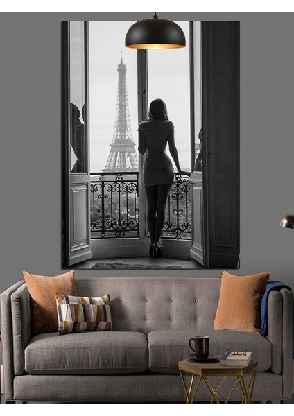 Eiffel Manzaralı Kadın Dekoratif Kanvas - Mdf Ahşap Tablo indirimleri