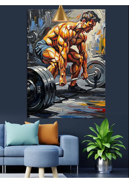 Kaslı Vücut Geliştirici Dekoratif Kanvas - Mdf Ahşap Tablo