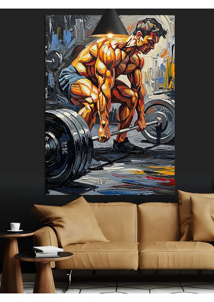 Kaslı Vücut Geliştirici Dekoratif Kanvas - Mdf Ahşap Tablo fiyatları