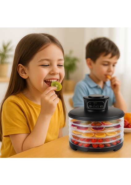 Zamanlı Sebze, Meyve ve Et Kurutucu - Pratik Gıda Kurutma Makinesi Siyah fırsatları