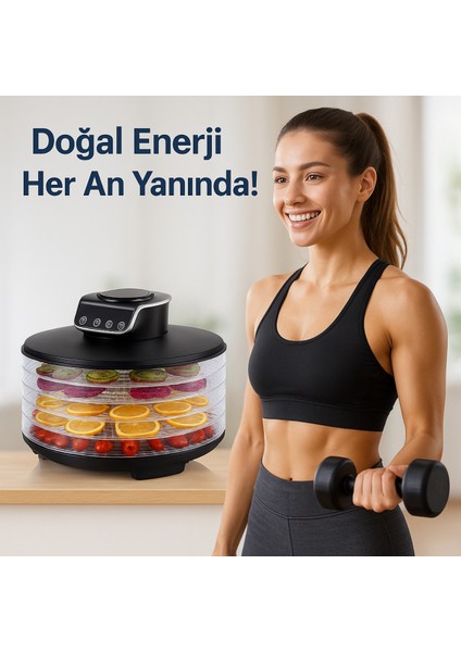 Zamanlı Sebze, Meyve ve Et Kurutucu - Pratik Gıda Kurutma Makinesi Siyah indirimleri