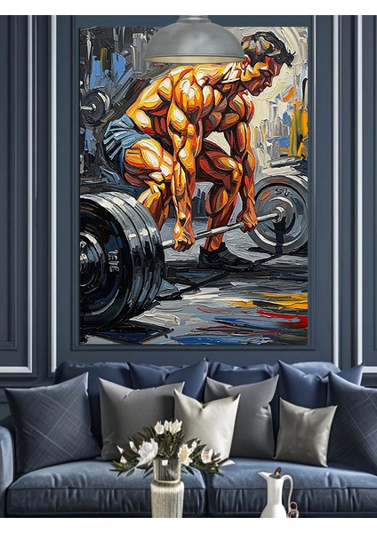 Kaslı Vücut Geliştirici Dekoratif Kanvas - Mdf Ahşap Tablo fırsatları
