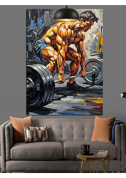 Kaslı Vücut Geliştirici Dekoratif Kanvas - Mdf Ahşap Tablo indirimleri