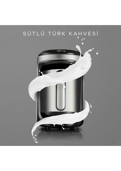 Paslanmaz Çelik Sütlü Türk Kahve Makinesi, Hatır Hüps, Metalik Tasarım
