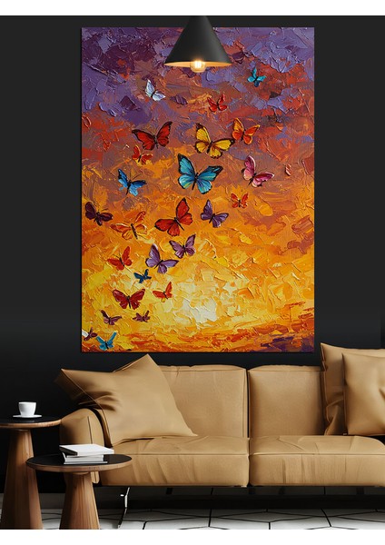 Kelebeklerle Gün Batımı Dekoratif Kanvas - Mdf Ahşap Tablo fiyatları