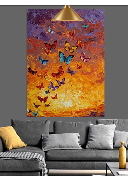 Kelebeklerle Gün Batımı Dekoratif Kanvas - Mdf Ahşap Tablo modelleri