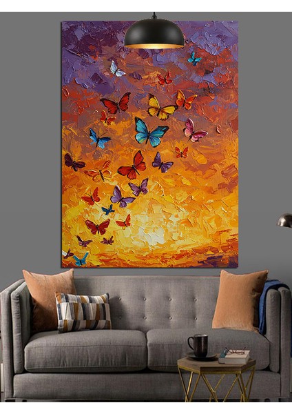 Kelebeklerle Gün Batımı Dekoratif Kanvas - Mdf Ahşap Tablo indirimleri