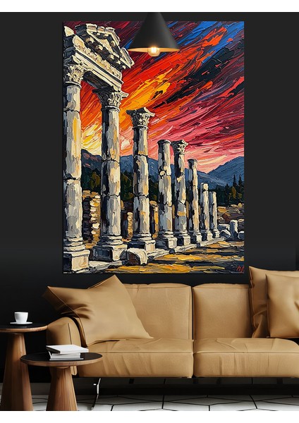 Antik Roma Sütunları Dekoratif Kanvas - Mdf Ahşap Tablo