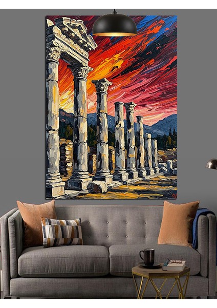 Antik Roma Sütunları Dekoratif Kanvas - Mdf Ahşap Tablo fırsatları