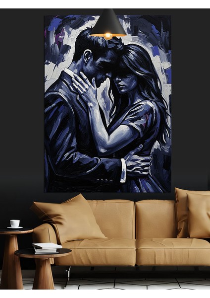 Öpüşen Çift Dekoratif Kanvas - Mdf Ahşap Tablo