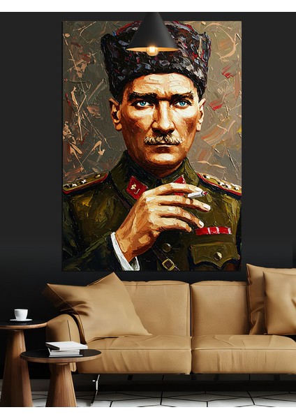 Asker Üniformalı Atatürk Dekoratif Kanvas - Mdf Ahşap Tablo fiyatları