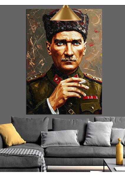 Asker Üniformalı Atatürk Dekoratif Kanvas - Mdf Ahşap Tablo modelleri