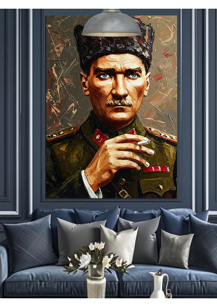 Asker Üniformalı Atatürk Dekoratif Kanvas - Mdf Ahşap Tablo fırsatları