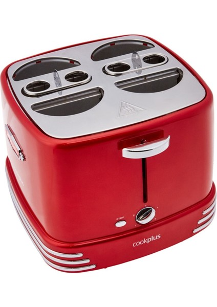 Kırmızı Renkli 2'li Sosisli Sandviç Yapma Makinesi