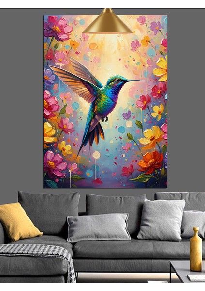 Renkli Sinek Kuşu Dekoratif Kanvas - Mdf Ahşap Tablo fiyatları