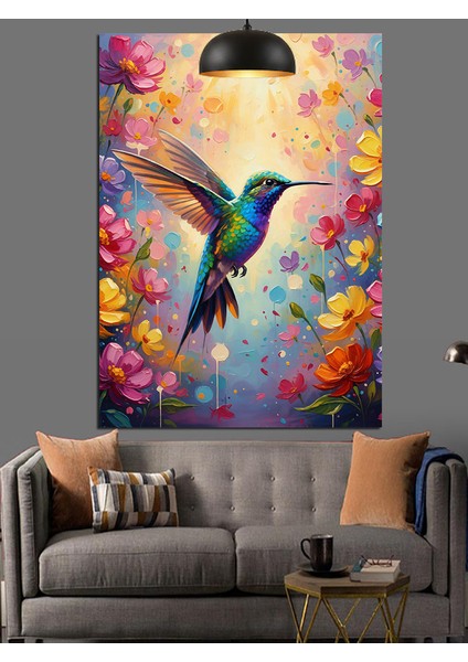Renkli Sinek Kuşu Dekoratif Kanvas - Mdf Ahşap Tablo fırsatları