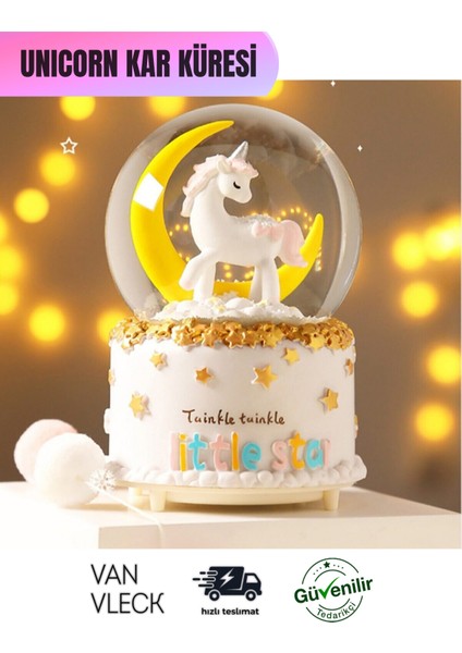Unicorn Temalı Kar Küresi – Işıklı ve Müzikli Dekoratif Biblo, Hediye ve Ev Ofis Süs Eşyası