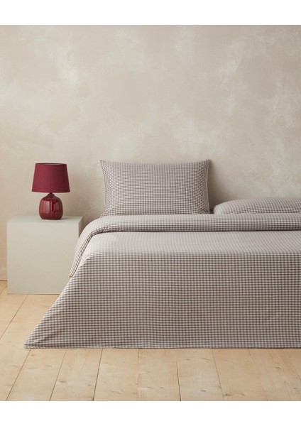 Tattersall Ipliği Boyalı Tek Kişilik Nevresim Takımı 160X220 cm Kahverengi