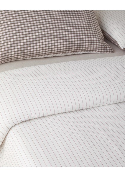 Tattersall Ipliği Boyalı Tek Kişilik Nevresim Takımı 160X220 cm Kahverengi modelleri