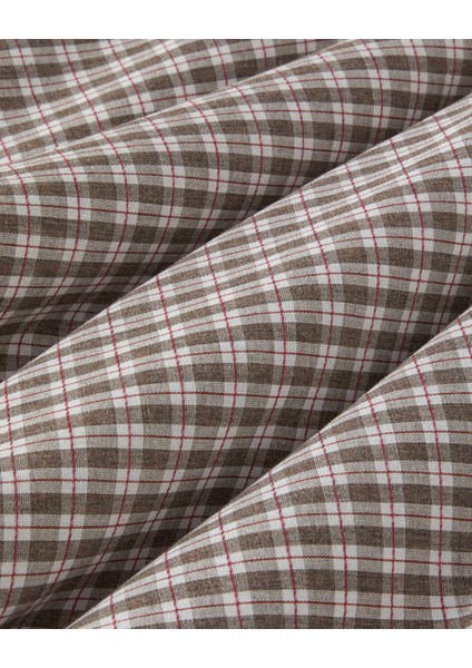 Tattersall Ipliği Boyalı Tek Kişilik Nevresim Takımı 160X220 cm Kahverengi