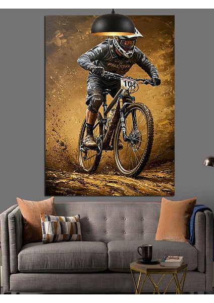 Dağ Bisikleti Sporcusu Dekoratif Kanvas - Mdf Ahşap Tablo fiyatları