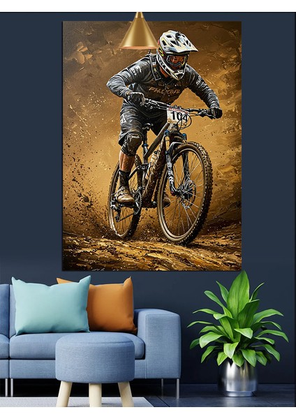 Dağ Bisikleti Sporcusu Dekoratif Kanvas - Mdf Ahşap Tablo modelleri
