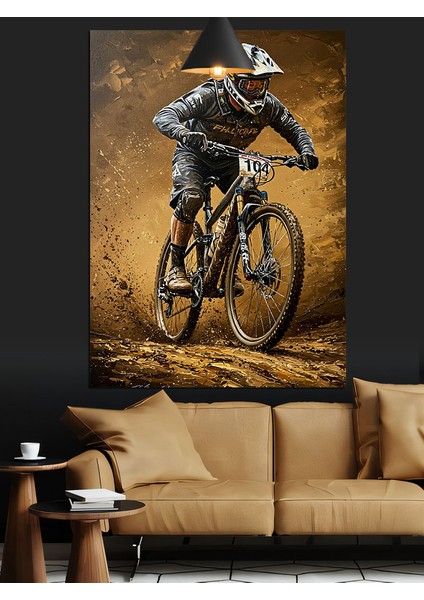 Dağ Bisikleti Sporcusu Dekoratif Kanvas - Mdf Ahşap Tablo fırsatları