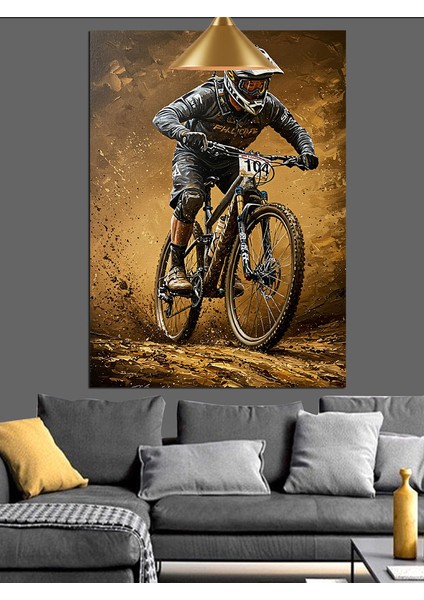 Dağ Bisikleti Sporcusu Dekoratif Kanvas - Mdf Ahşap Tablo indirimleri